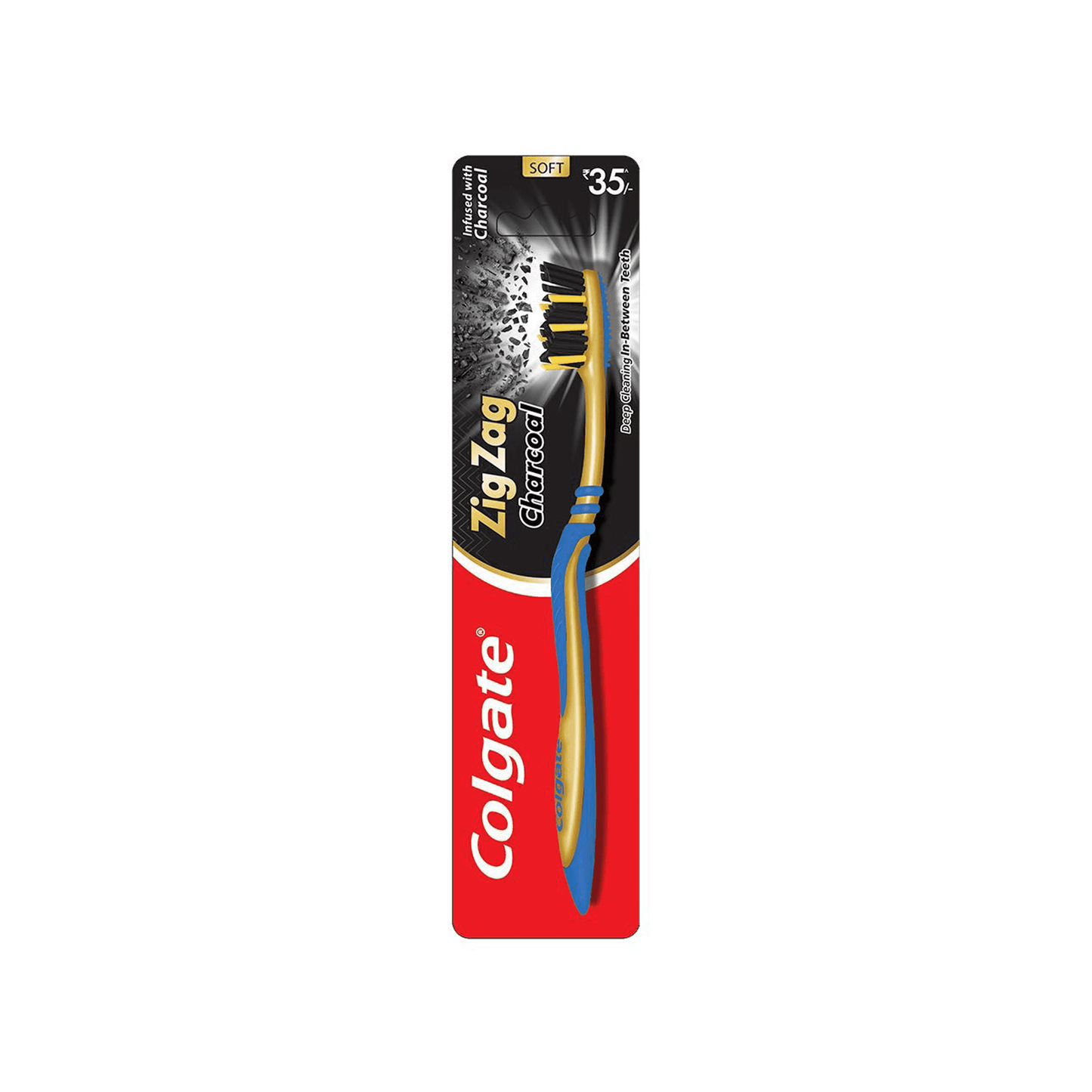 Colgate ZigZag Charcoal Medium Bristle Tooth Brush.