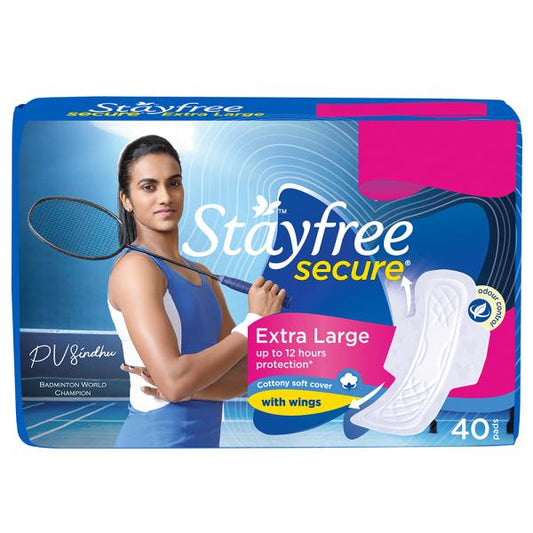Stayfree Secure Cottony Soft Cover Sanitary Pads - XL with Wings