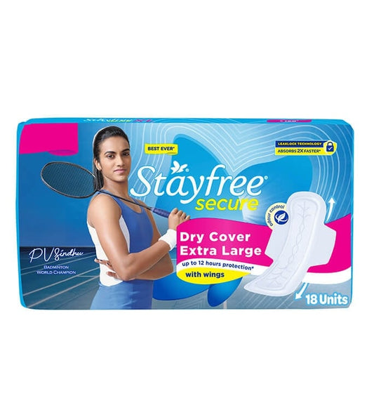 Stayfree Secure Dry Cover Sanitary Pads - XL with Wings