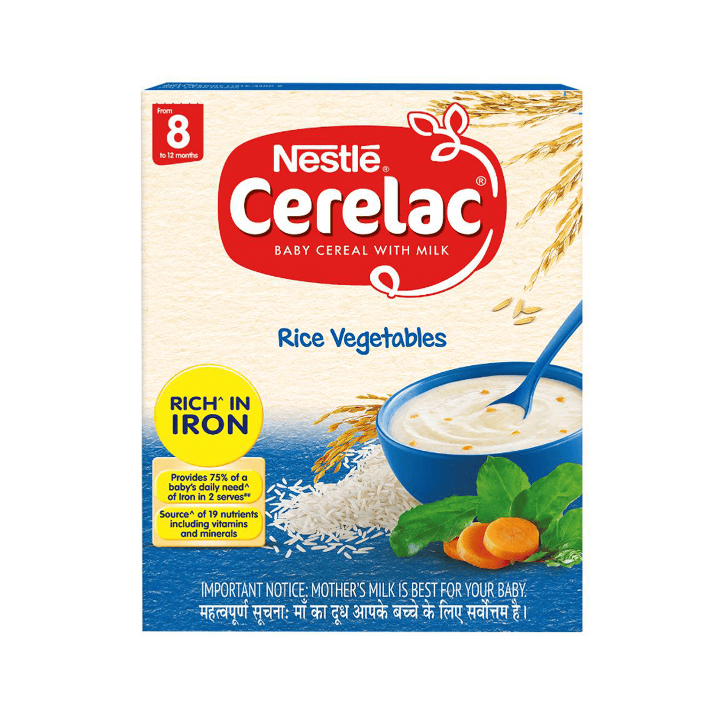 Nestle Cerelac with Milk - Rice & Vegetables | From 8-12 Months.