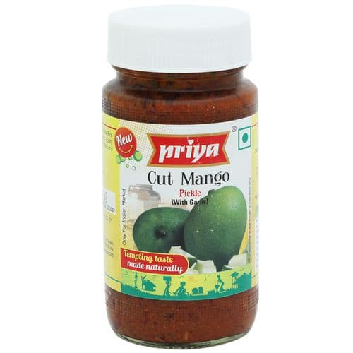 Priya Cut Mango Pickle with Garlic.