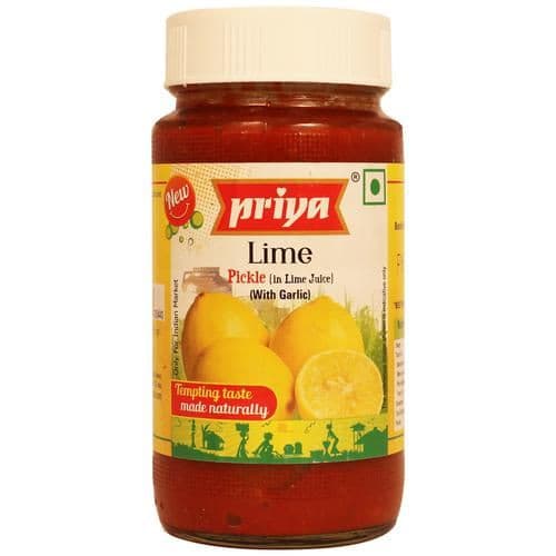 Priya Lime Pickle in Lime Juice with Garlic.