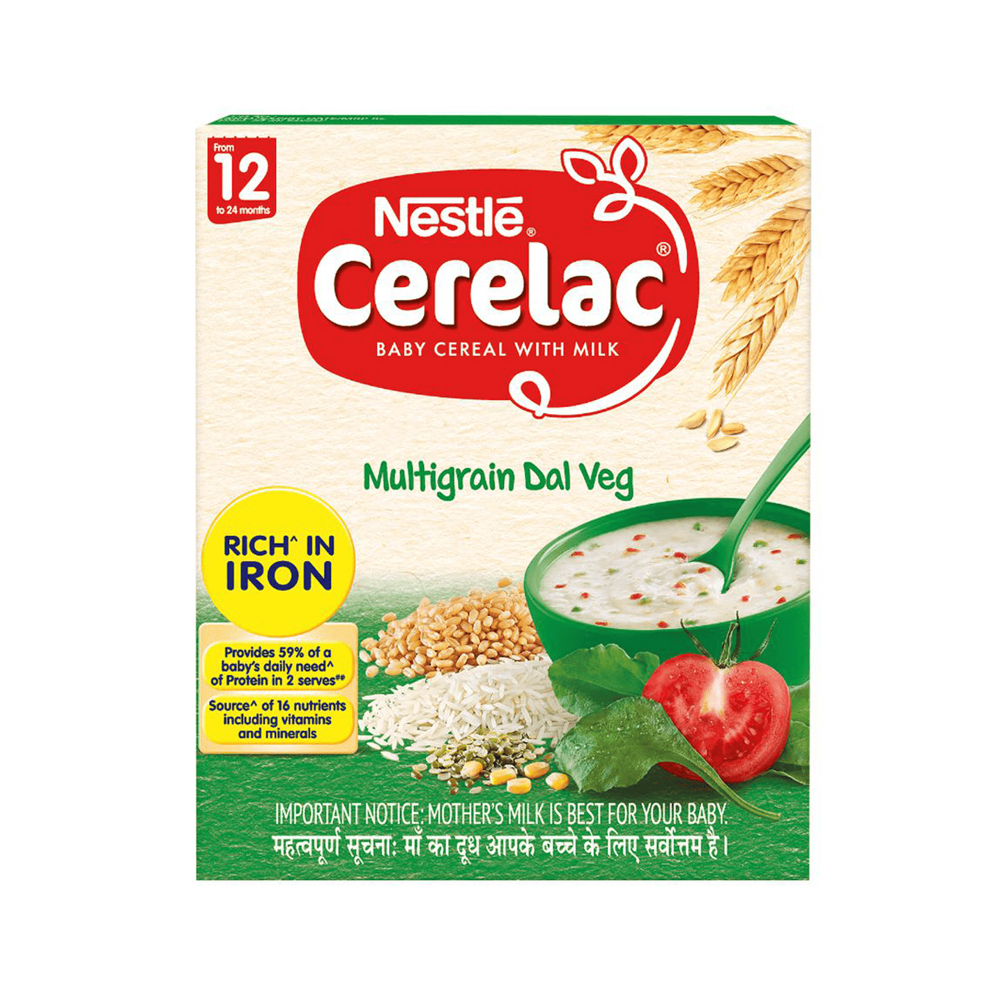 Nestle Cerelac with Milk - Multigrain Dal Veg | From 12-24 Months.
