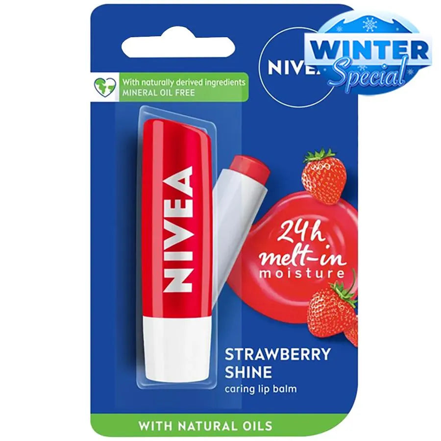 Nivea Strawberry Shine Caring Lip Balm - With Natural Oils