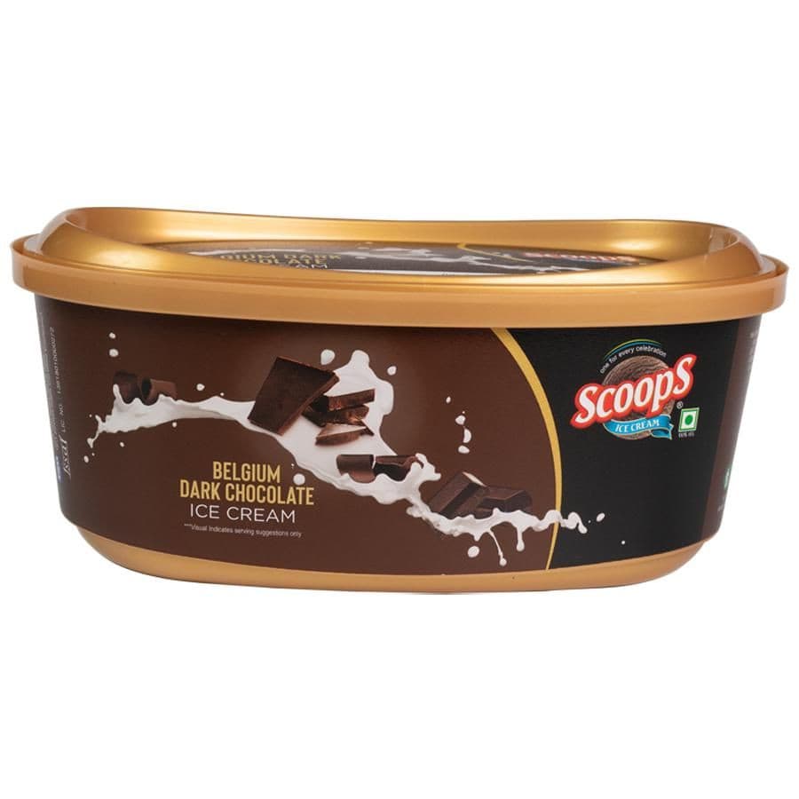 Scoops Belgium Dark Chocolate Ice Cream.