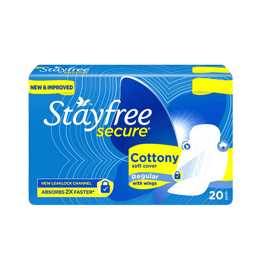 Stayfree Secure Cottony Soft Sanitary Pads with Wings.