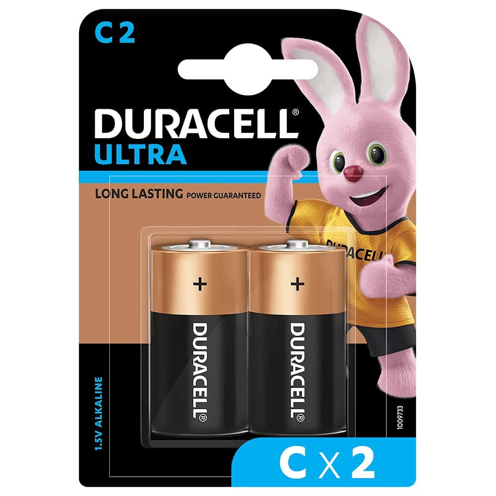Duracell Ultra Alkaline C 2 Batteries.