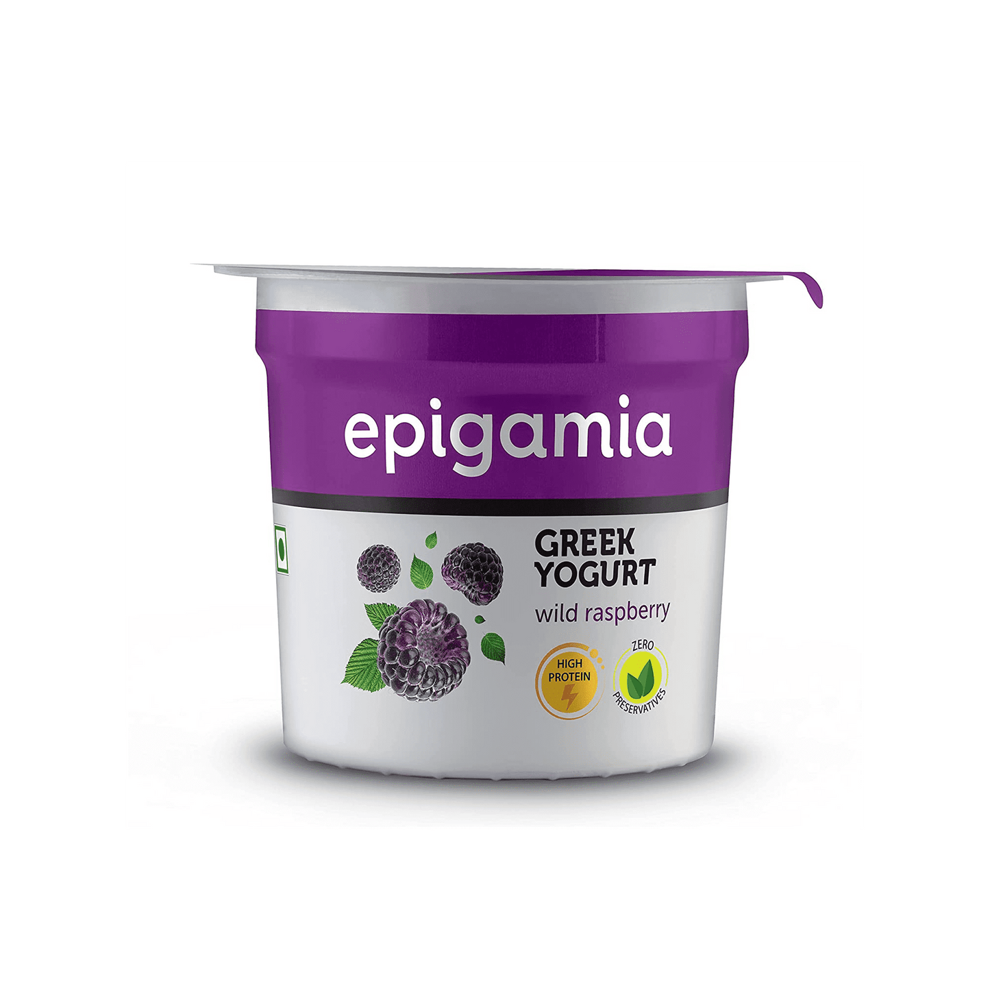 Epigamia Wild Raspberry Greek Yogurt.