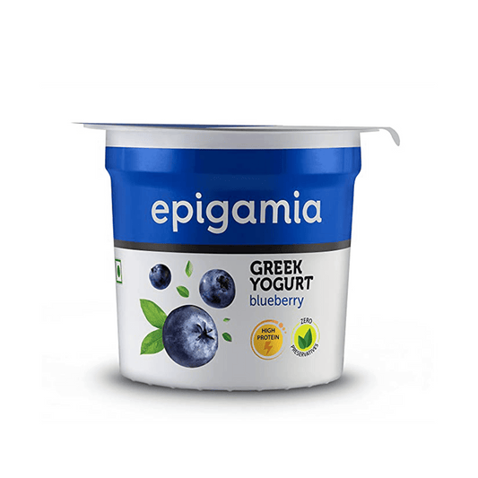 Epigamia Blueberry Greek Yogurt.