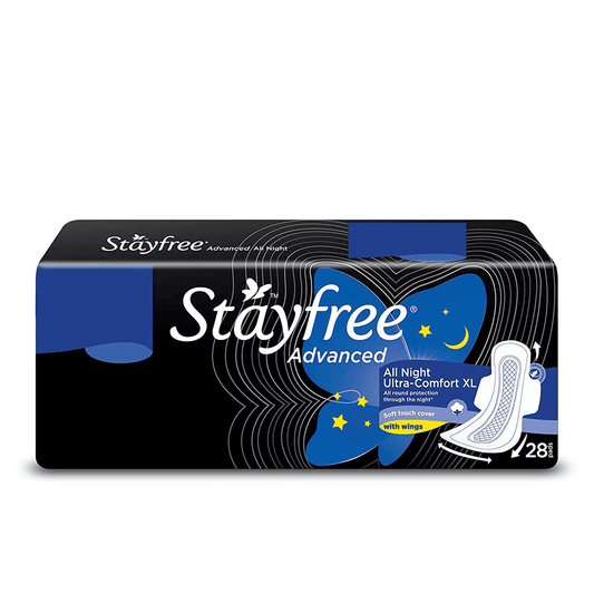 Stayfree Advanced All Night XL Sanitary Pads.