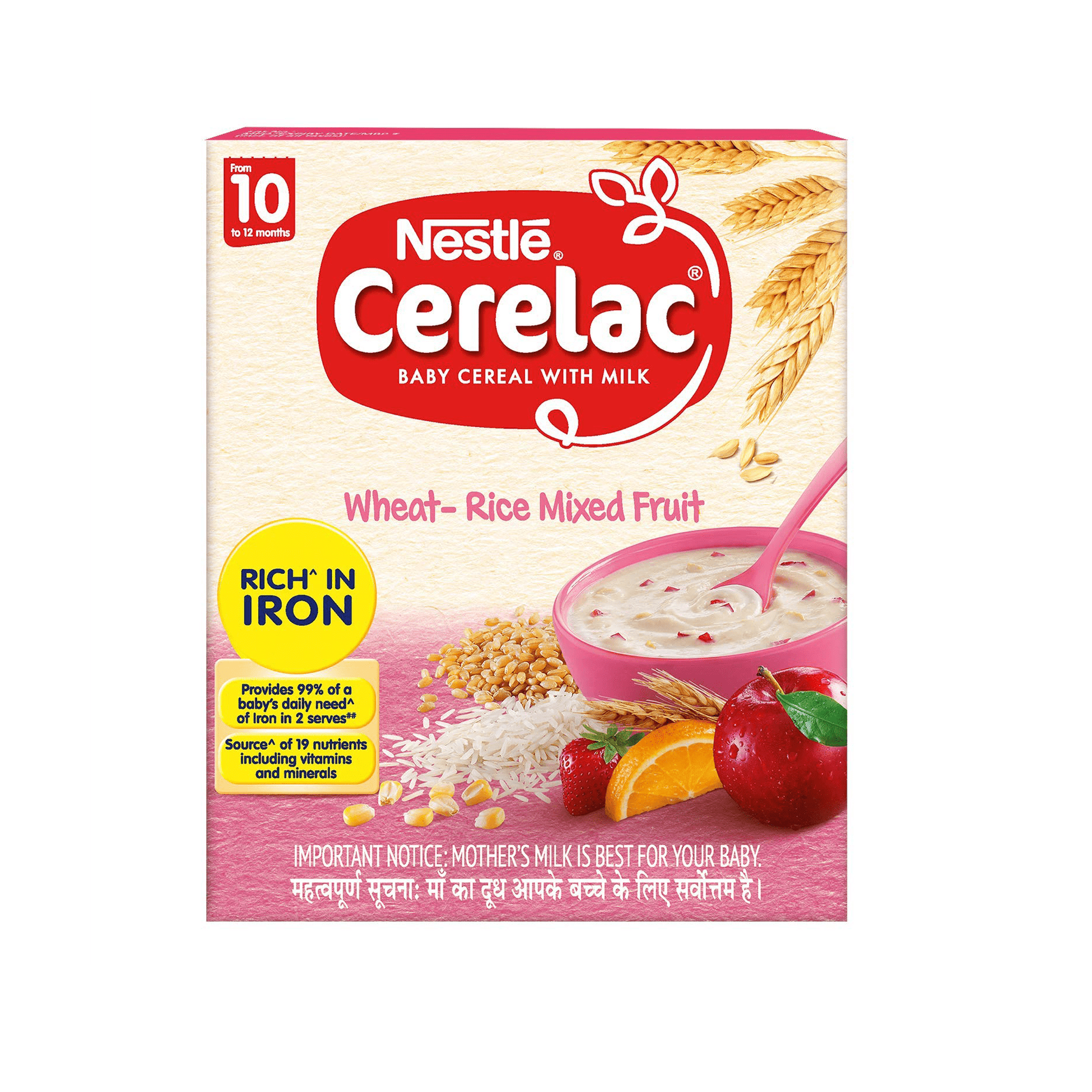 Nestle Cerelac with Milk - Wheat Rice & Mix Fruits | From 10-12 Months.