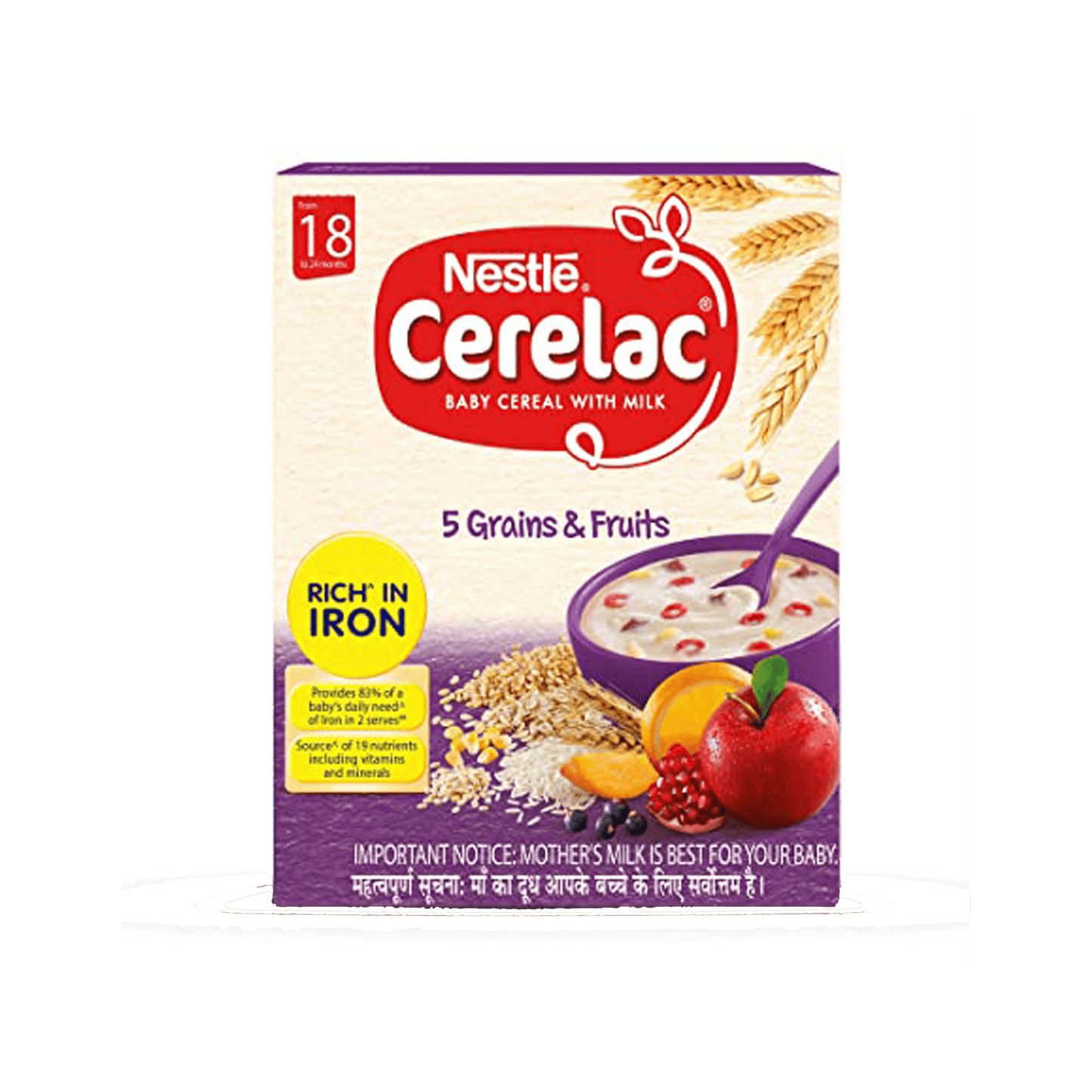 Nestle Cerelac with Milk - 5 Grains & Fruits.