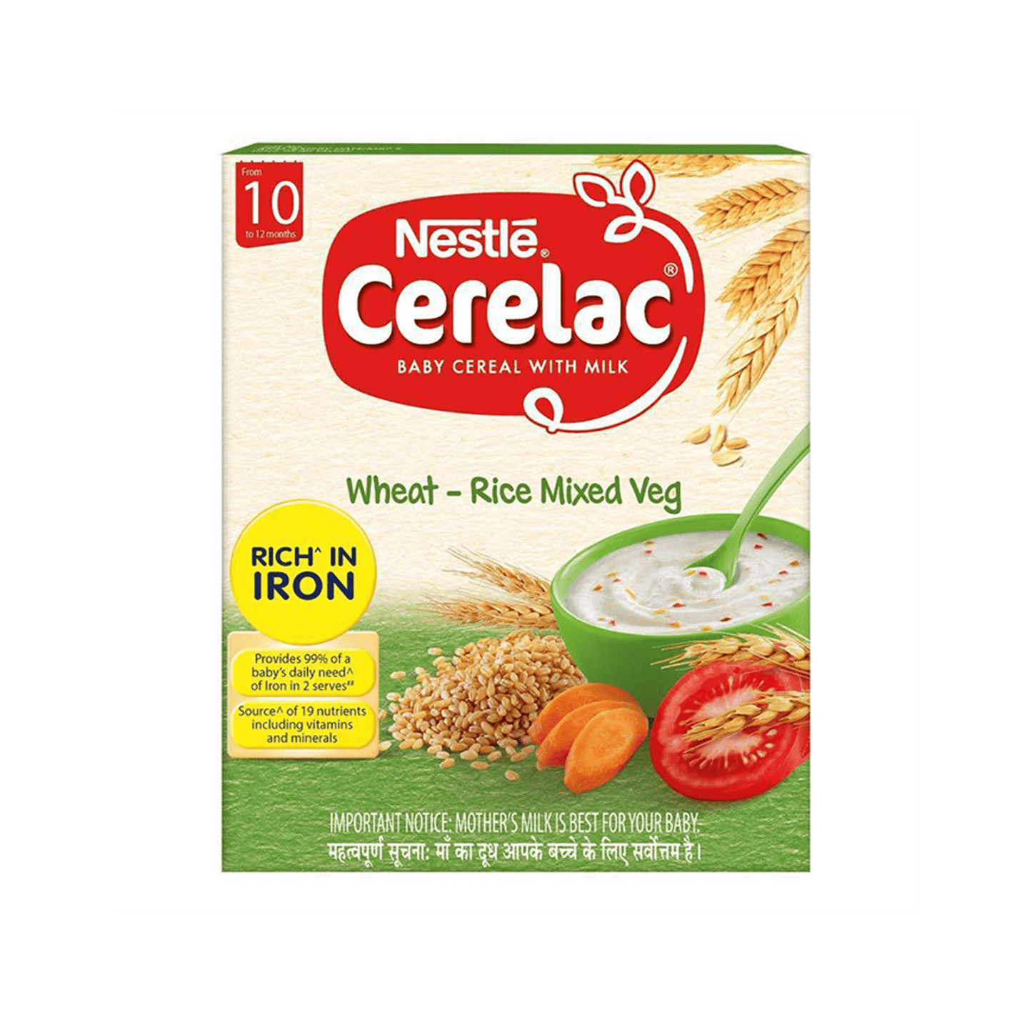 Nestle Cerelac with Milk - Wheat Rice & Mix Vegetables | From 10 Months.