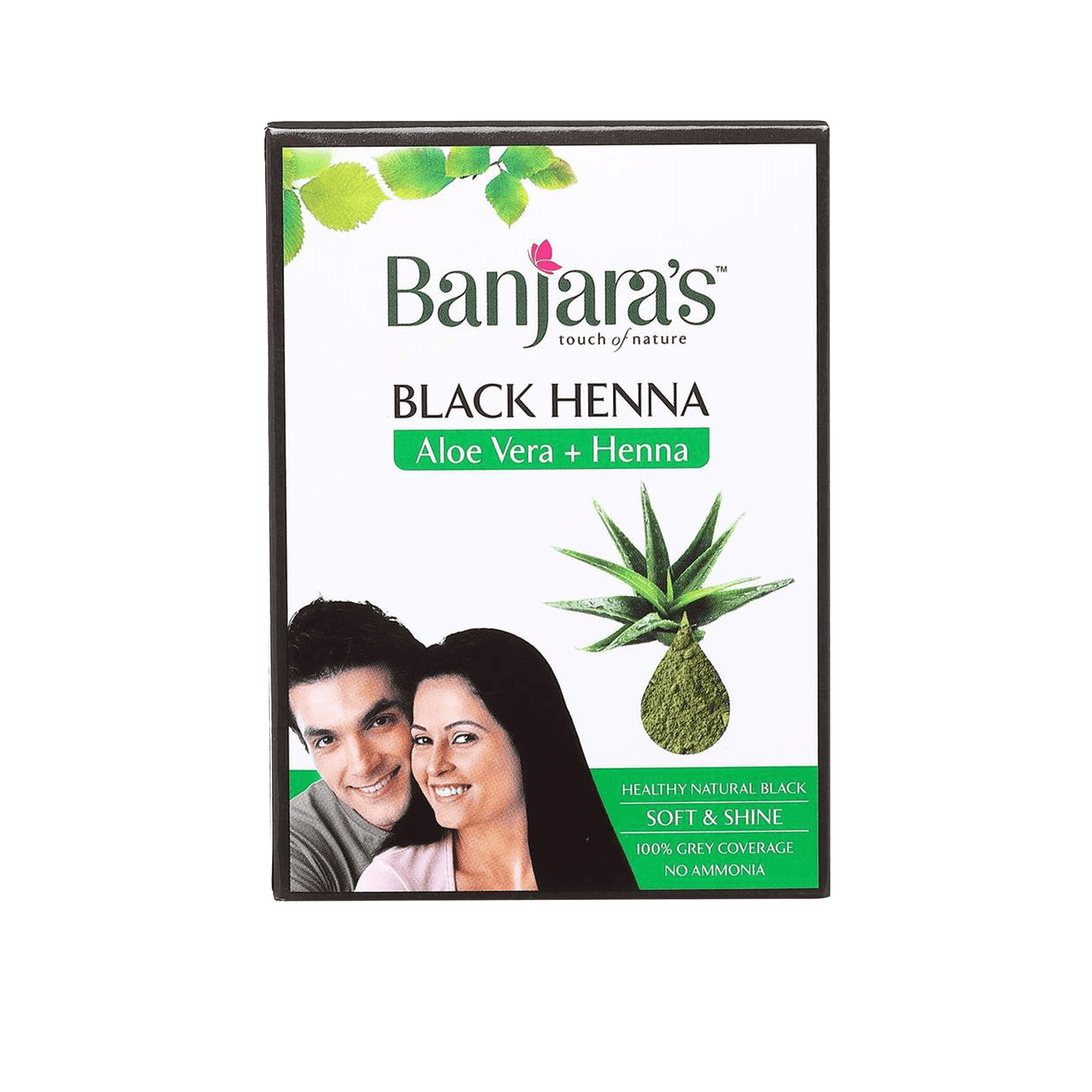 Banjaras Black Henna with Aloevera Hair Colour | 100% Grey Coverage | No Ammonia.