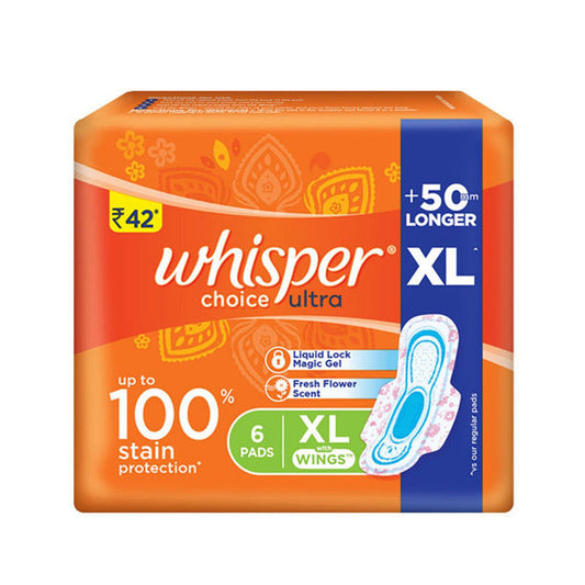 Whisper Choice Ultra - XL with Wings | with Disposable bags.