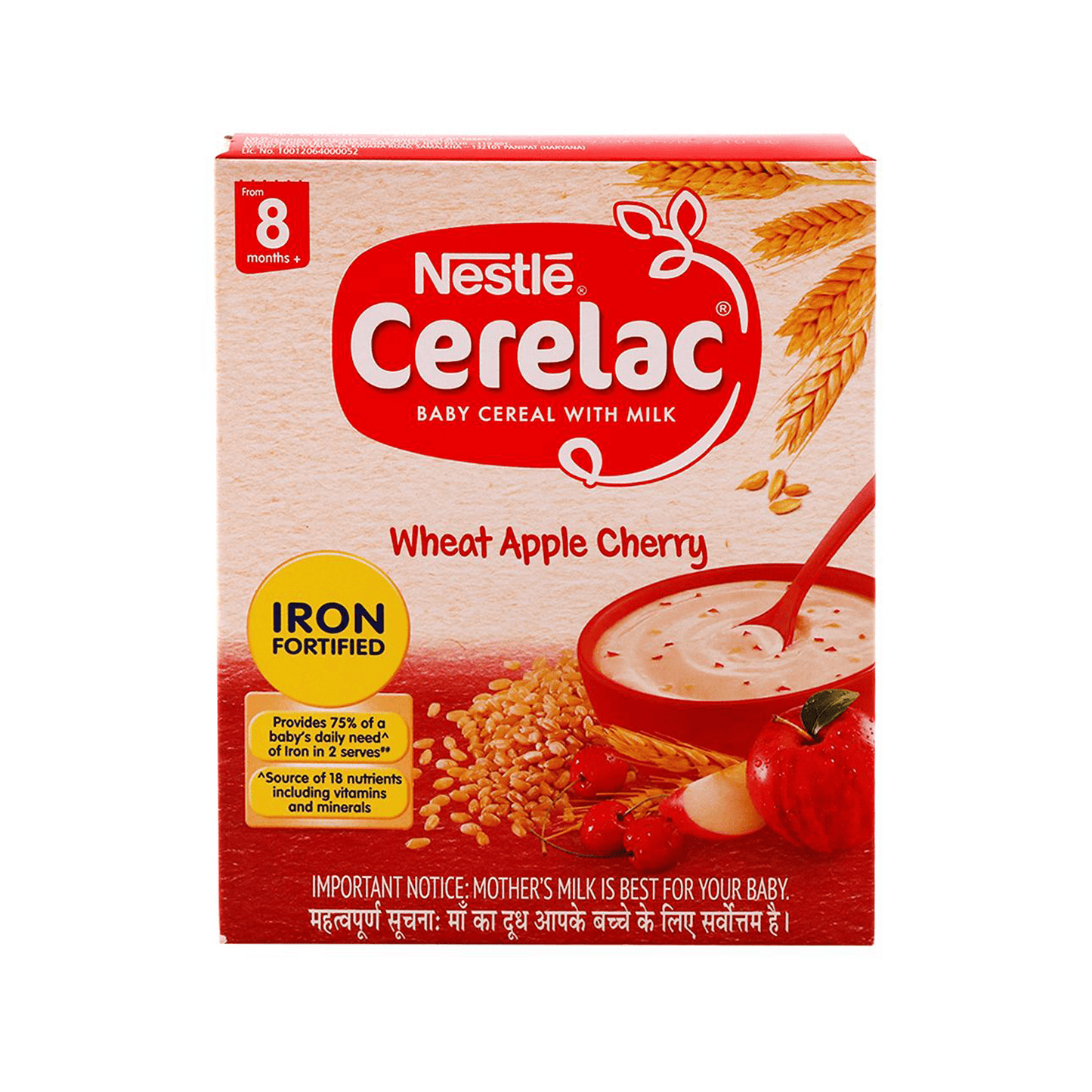 Nestle Cerelac with Milk - Wheat Apple & Cherry|From 8-12 Months.